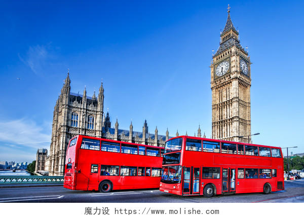 伦敦红色巴士英国大笨钟英国旅游